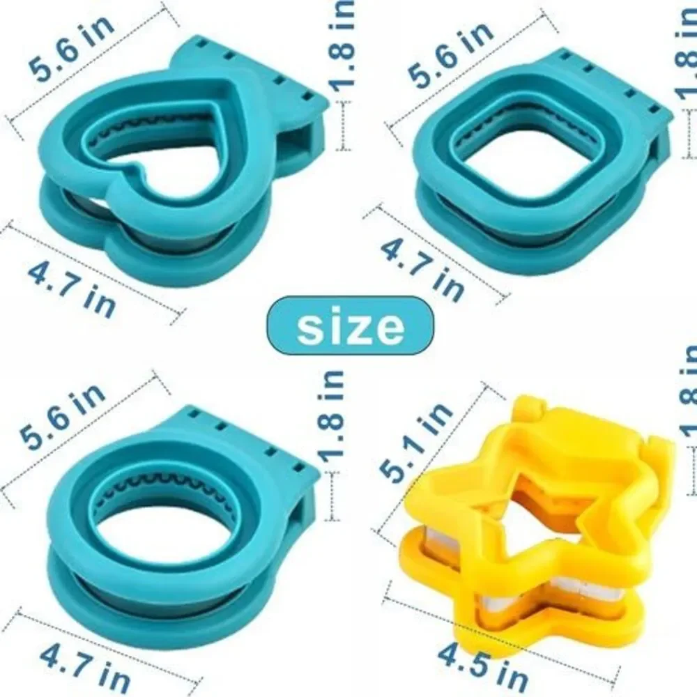4-Pack Sandwich Maker & Sealer Set Crustless Sandwich Molds Circle Heart Star